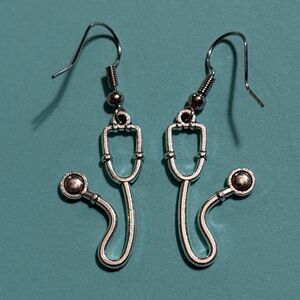 Elegant Stethoscope Silver Earrings